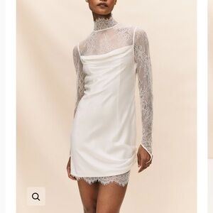 Elegant Lace-Trimmed White Mini Dress